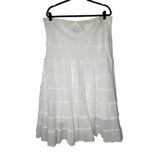 Metrowear Skirt Size Large White Ruffled Bohemian Cottagecore Prairie Fairycore
